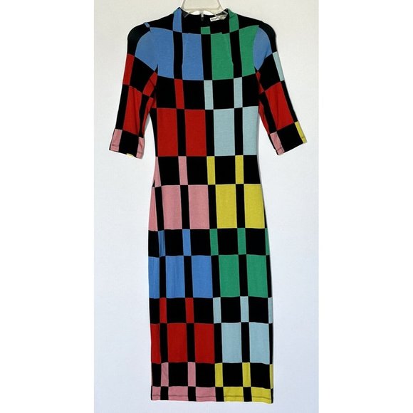 Alice + Olivia Multicolor Checkered Midi Dress - Picture 6 of 13